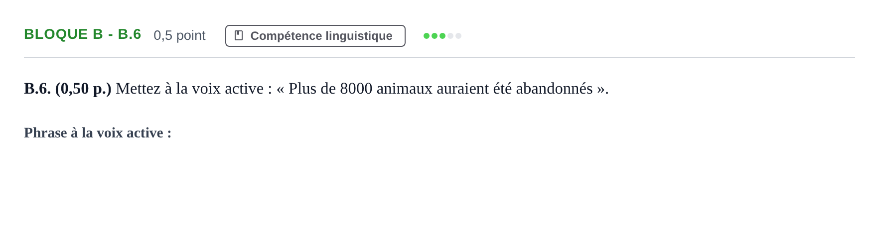 Enunciado: Bloque B - B.6 · Francés PAU Andalucía Examen 3 2020