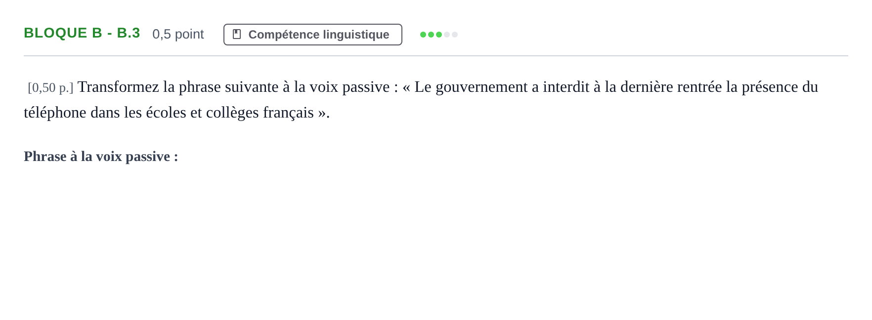 Enunciado: Bloque B - B.3 · Francés PAU Andalucía Examen 2 2020