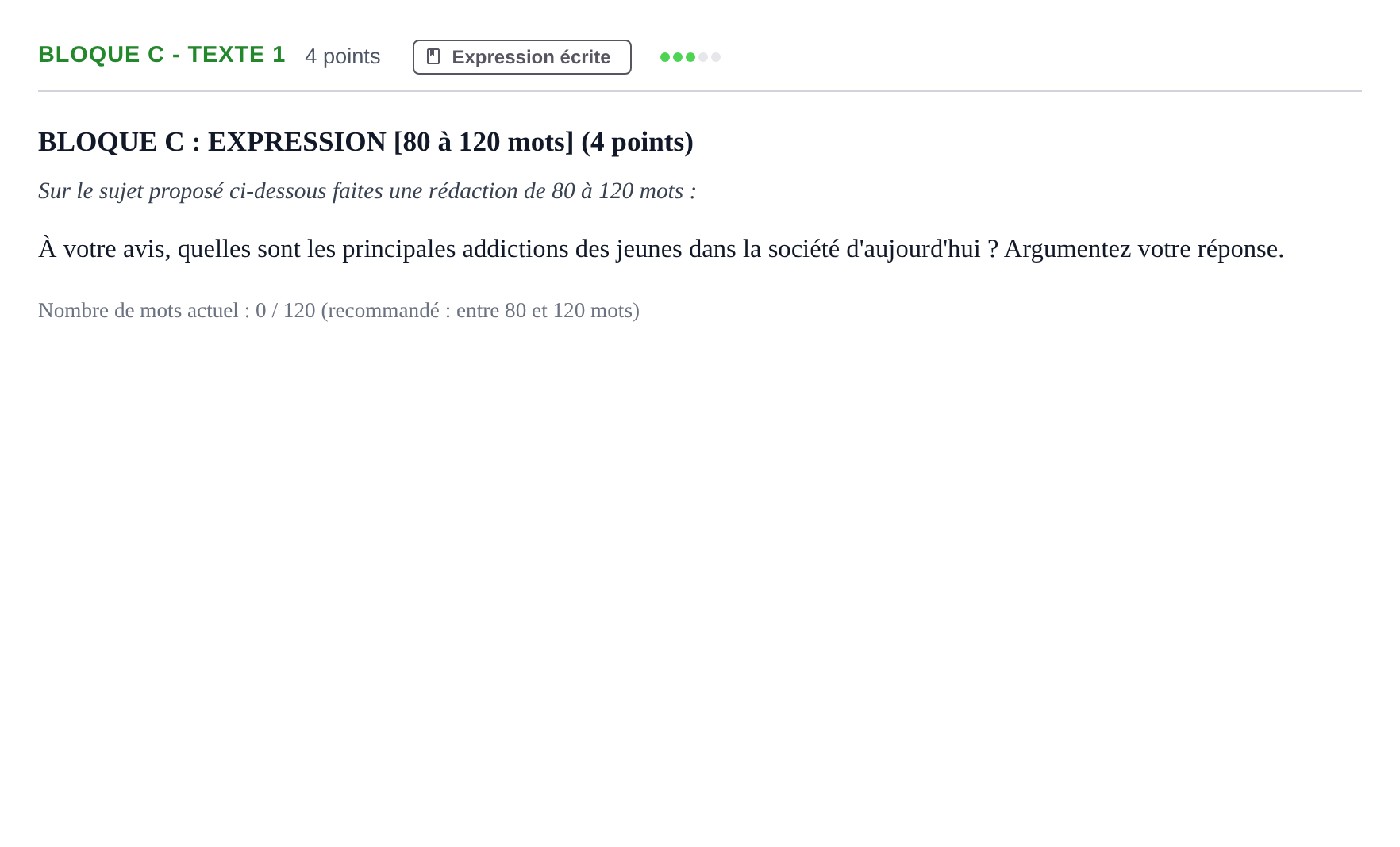 Enunciado: Bloque C - Texte 1 · Francés PAU Andalucía Examen 2 2020