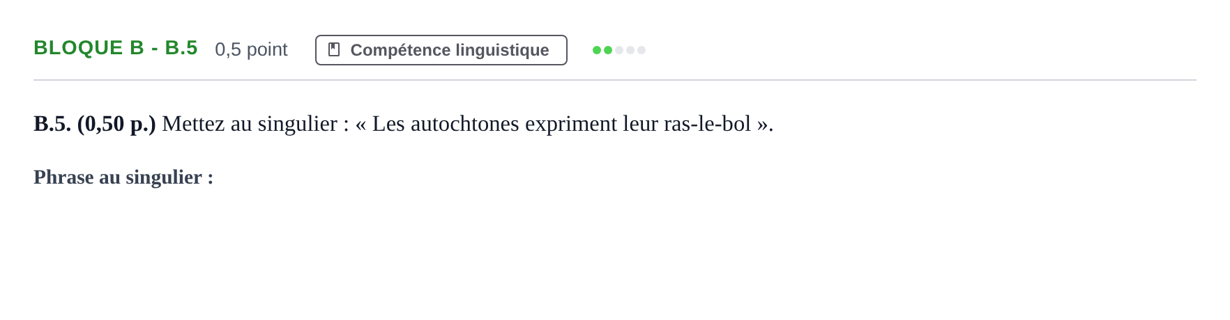 Enunciado: Bloque B - B.5 · Francés PAU Andalucía Examen 4 2020
