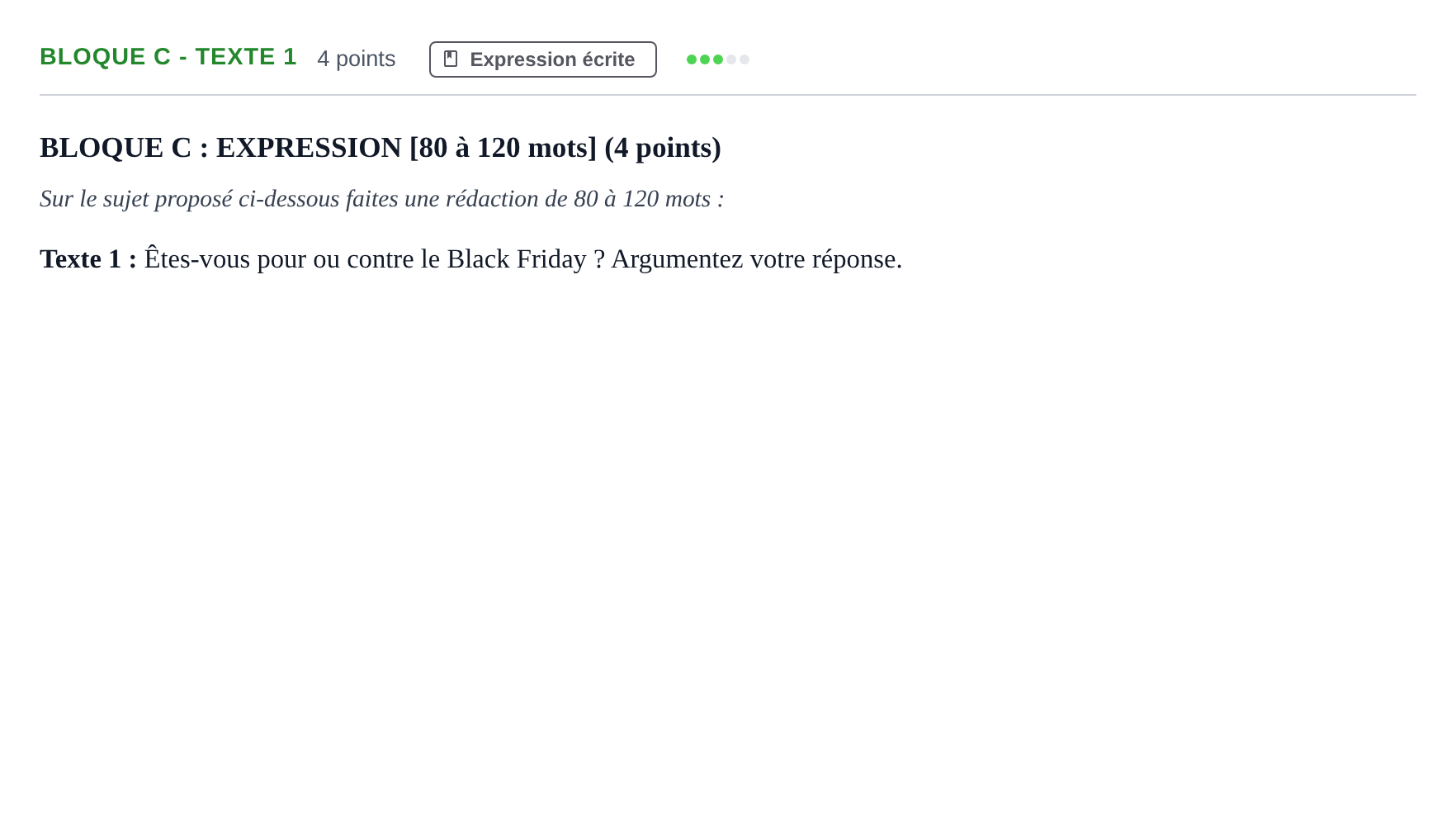 Enunciado: Bloque C - Texte 1 · Francés PAU Andalucía Examen 4 2020