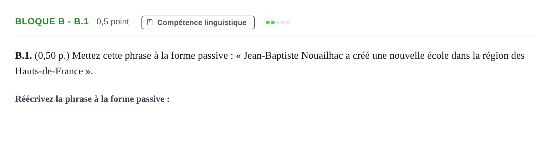 Enunciado: Bloque B - B.1 · Francés PAU Andalucía Examen 5 2020