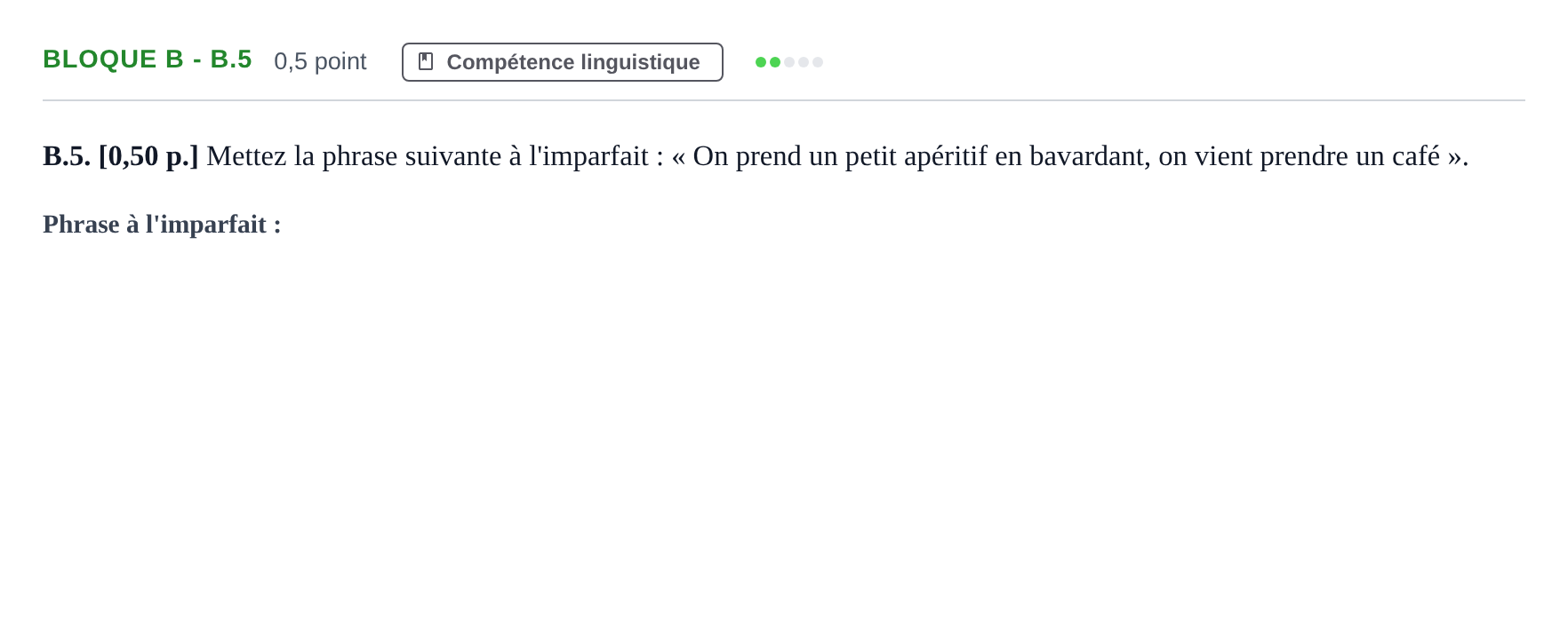 Enunciado: Bloque B - B.5 · Francés PAU Andalucía Examen 5 2020