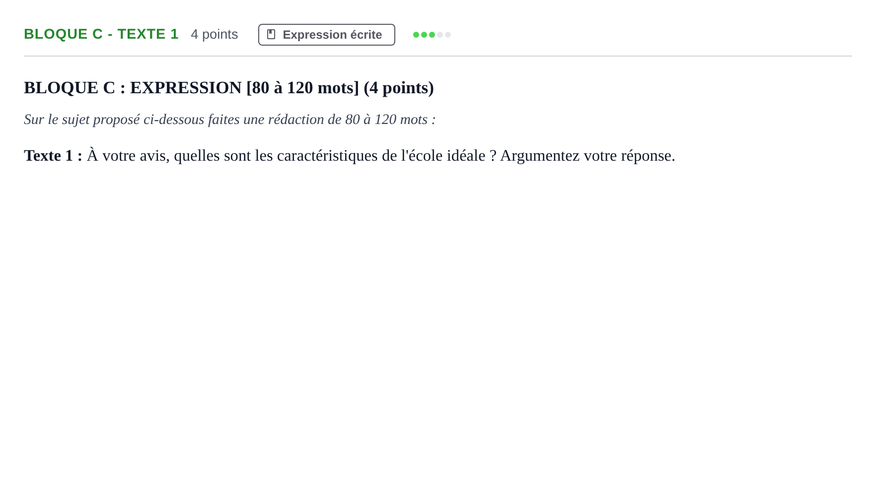 Enunciado: Bloque C - Texte 1 · Francés PAU Andalucía Examen 5 2020