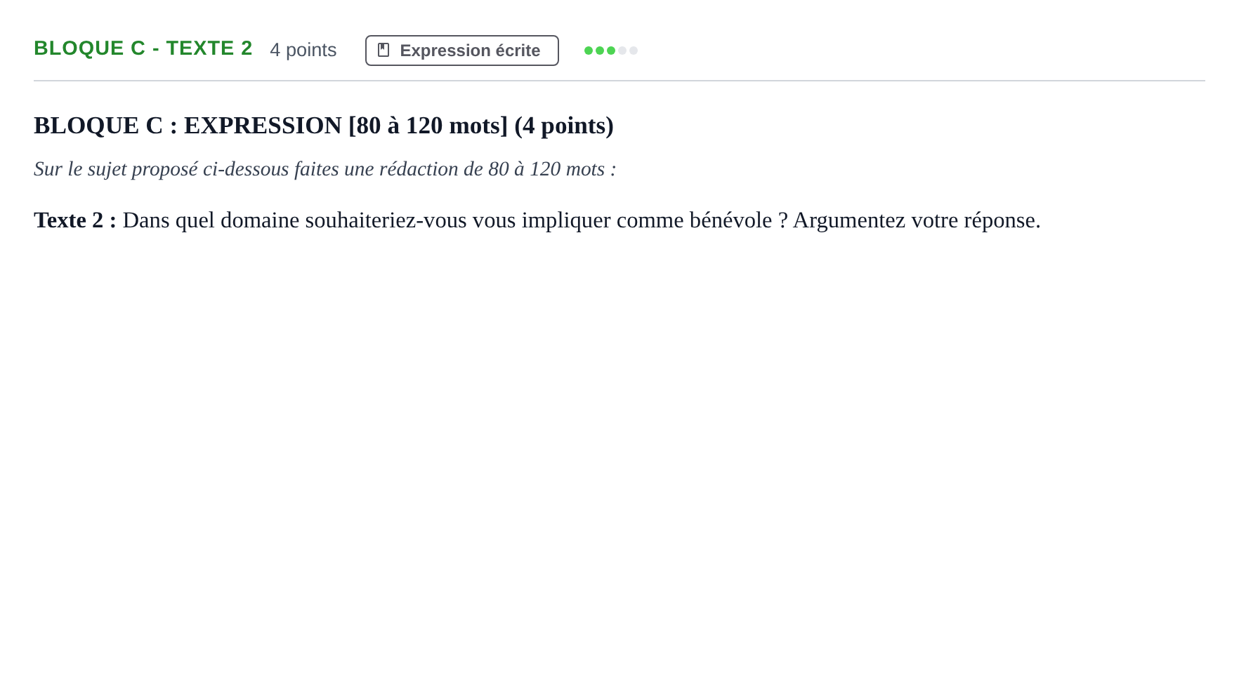 Enunciado: Bloque C - Texte 2 · Francés PAU Andalucía Examen 5 2020