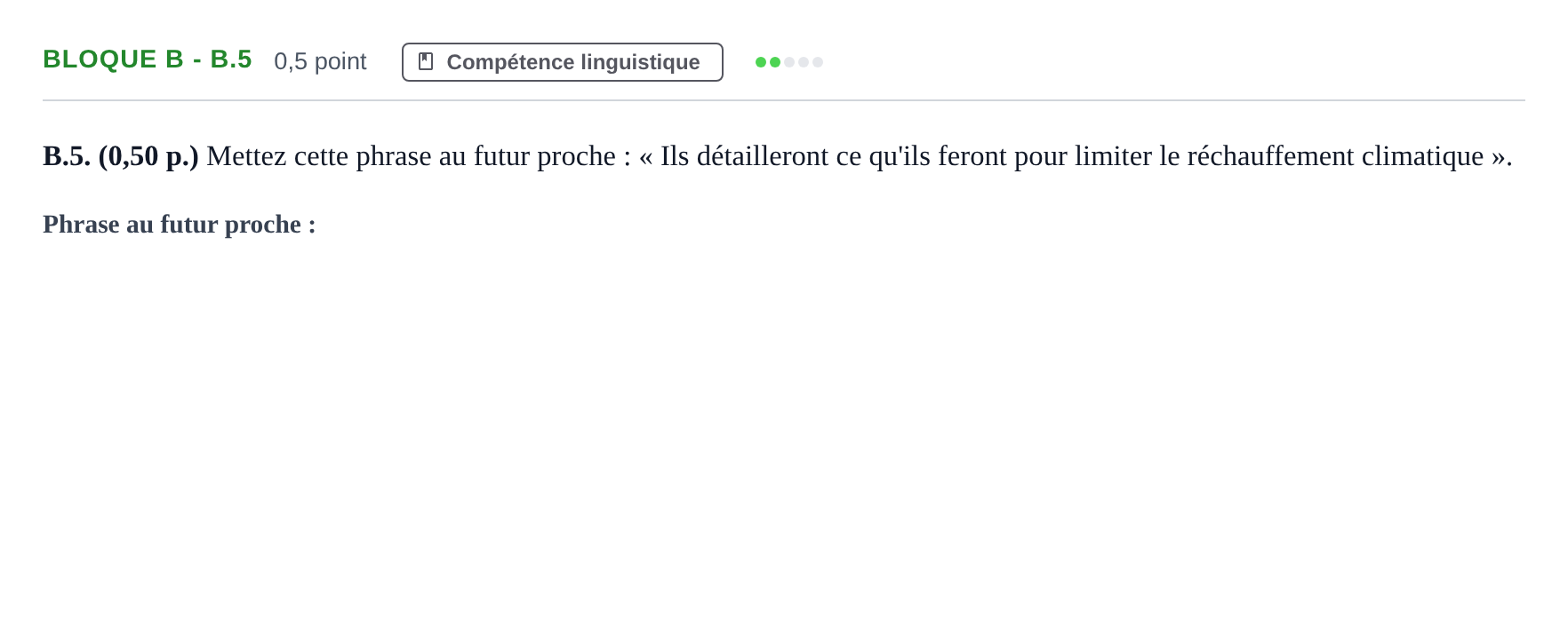 Enunciado: Bloque B - B.5 · Francés PAU Andalucía Examen 6 2020