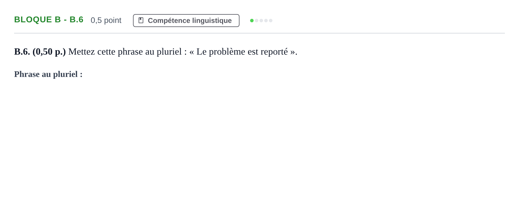 Enunciado: Bloque B - B.6 · Francés PAU Andalucía Examen 6 2020