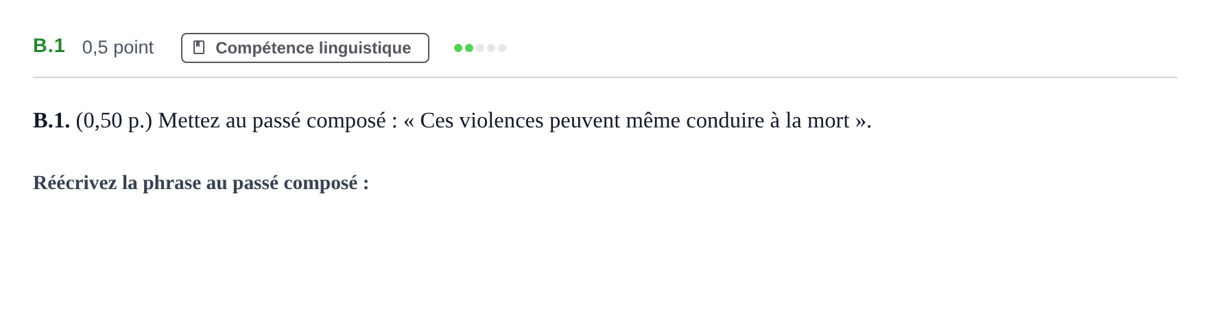 Enunciado: Ejercicio B.1 · Francés PAU Andalucía Examen 8 2020