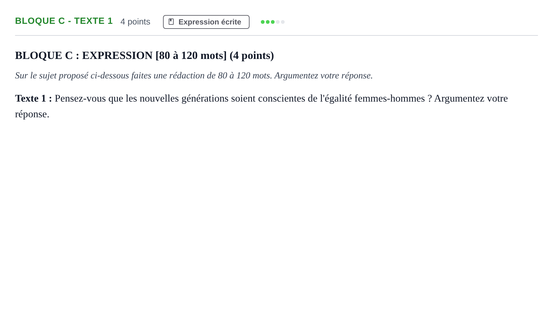 Enunciado: Bloque C - Texte 1 · Francés PAU Andalucía Examen 8 2020