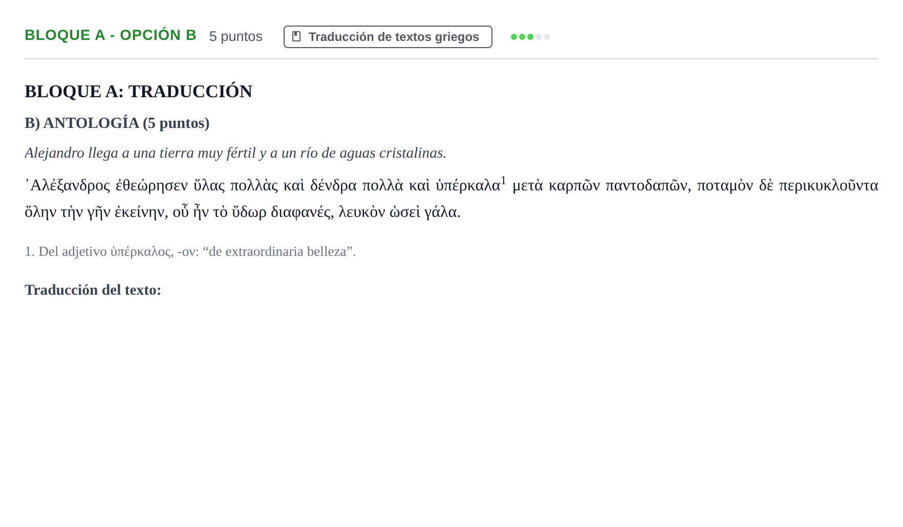 Enunciado: Bloque A - Opción B · Griego II PAU Andalucía Examen 1 2020