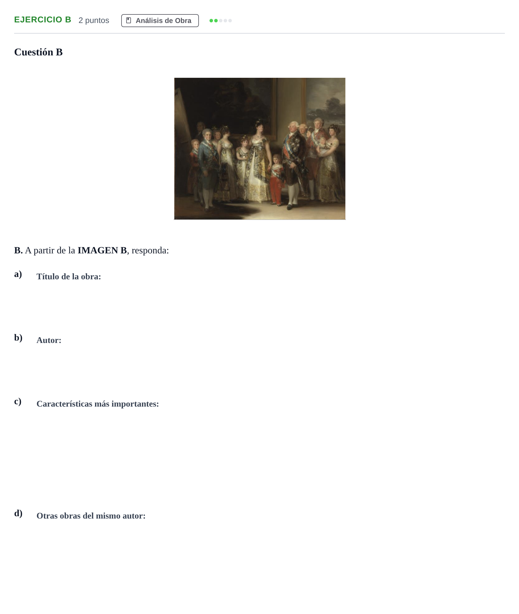 Enunciado: Ejercicio B · Historia del Arte PAU Andalucía Examen A 2020