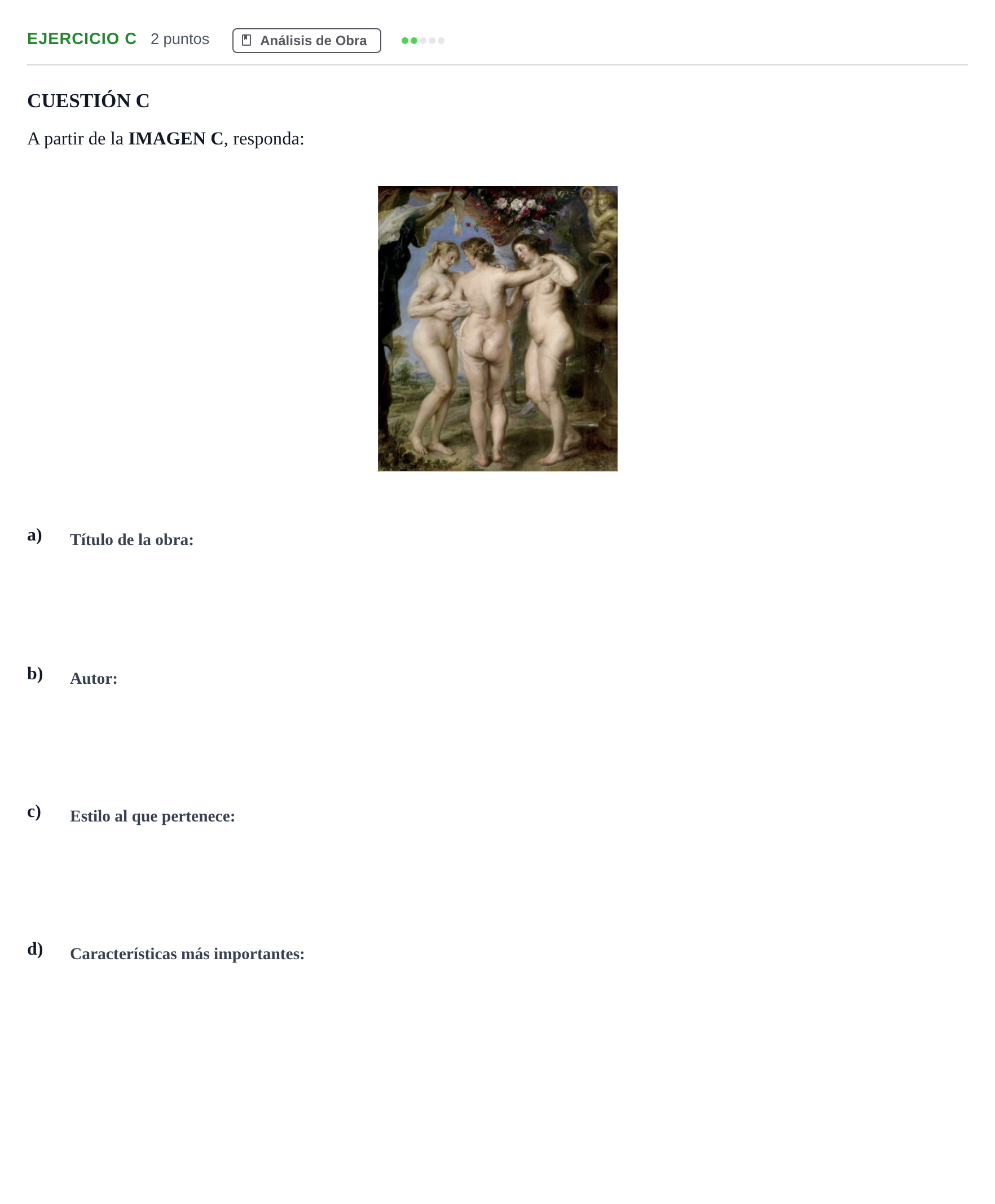 Enunciado: Ejercicio C · Historia del Arte PAU Andalucía Examen A 2020