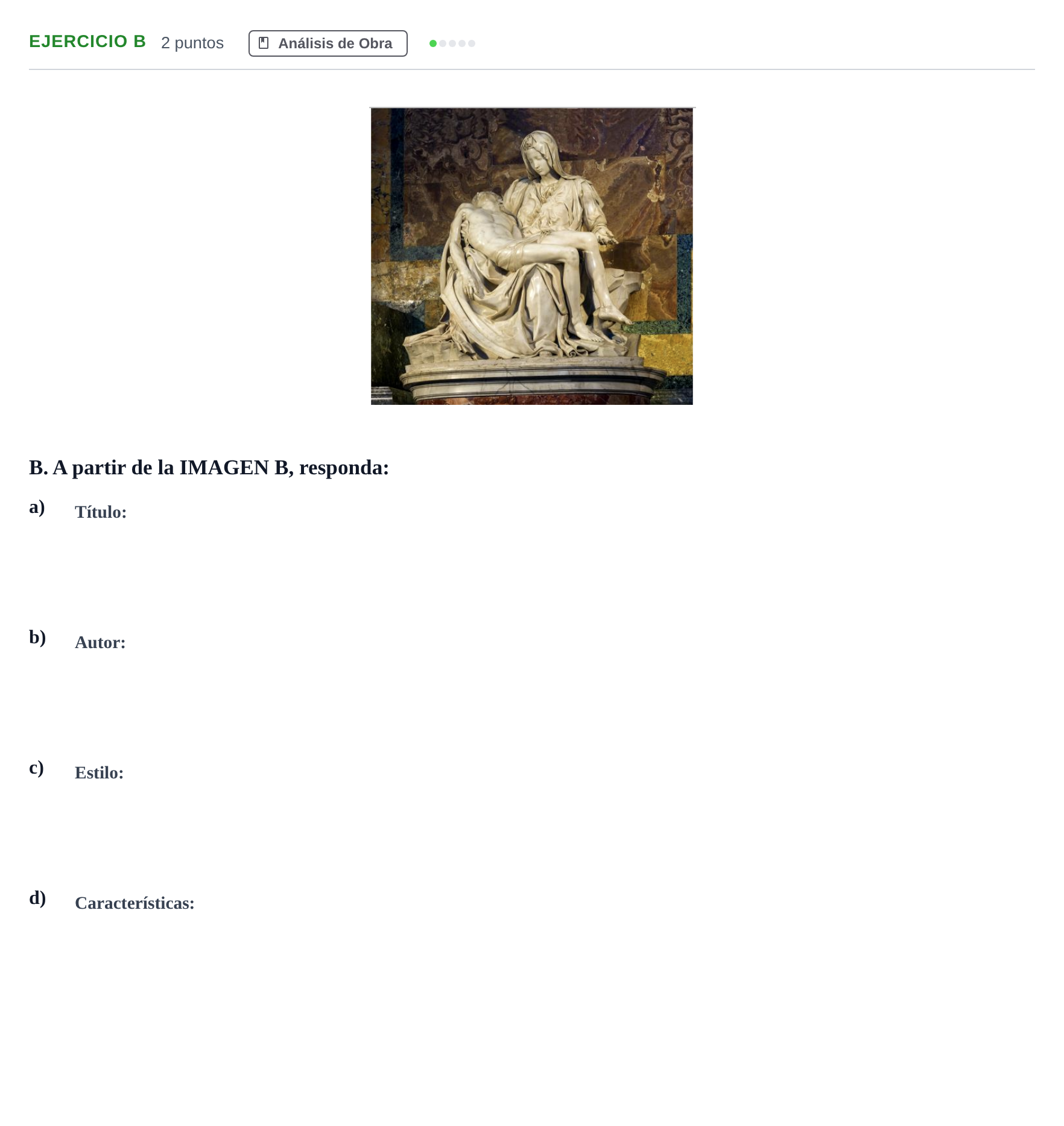 Enunciado: Ejercicio B · Historia del Arte PAU Andalucía Examen B 2020