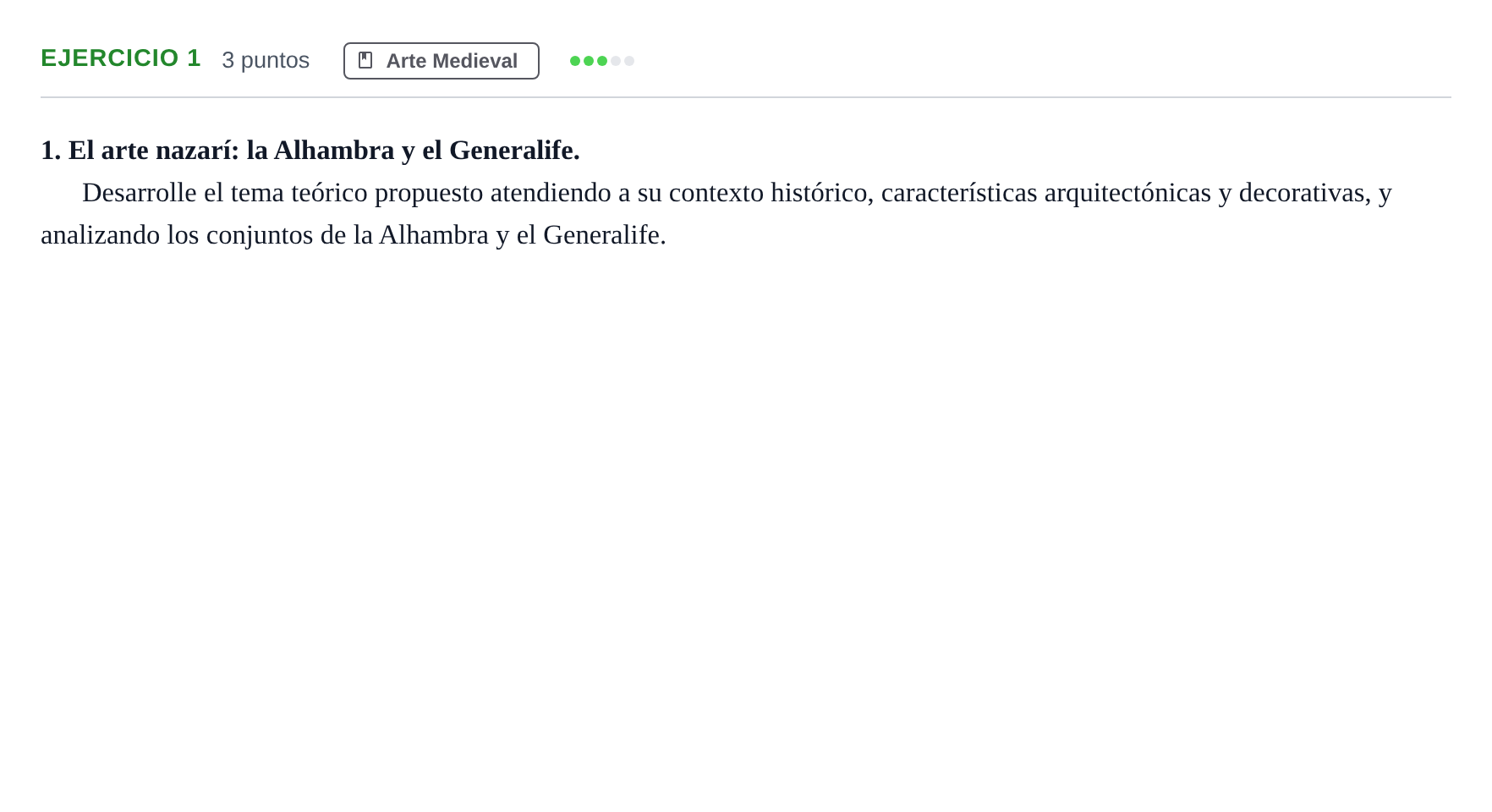 Enunciado: Problema 1 · Historia del Arte PAU Andalucía Examen B 2020