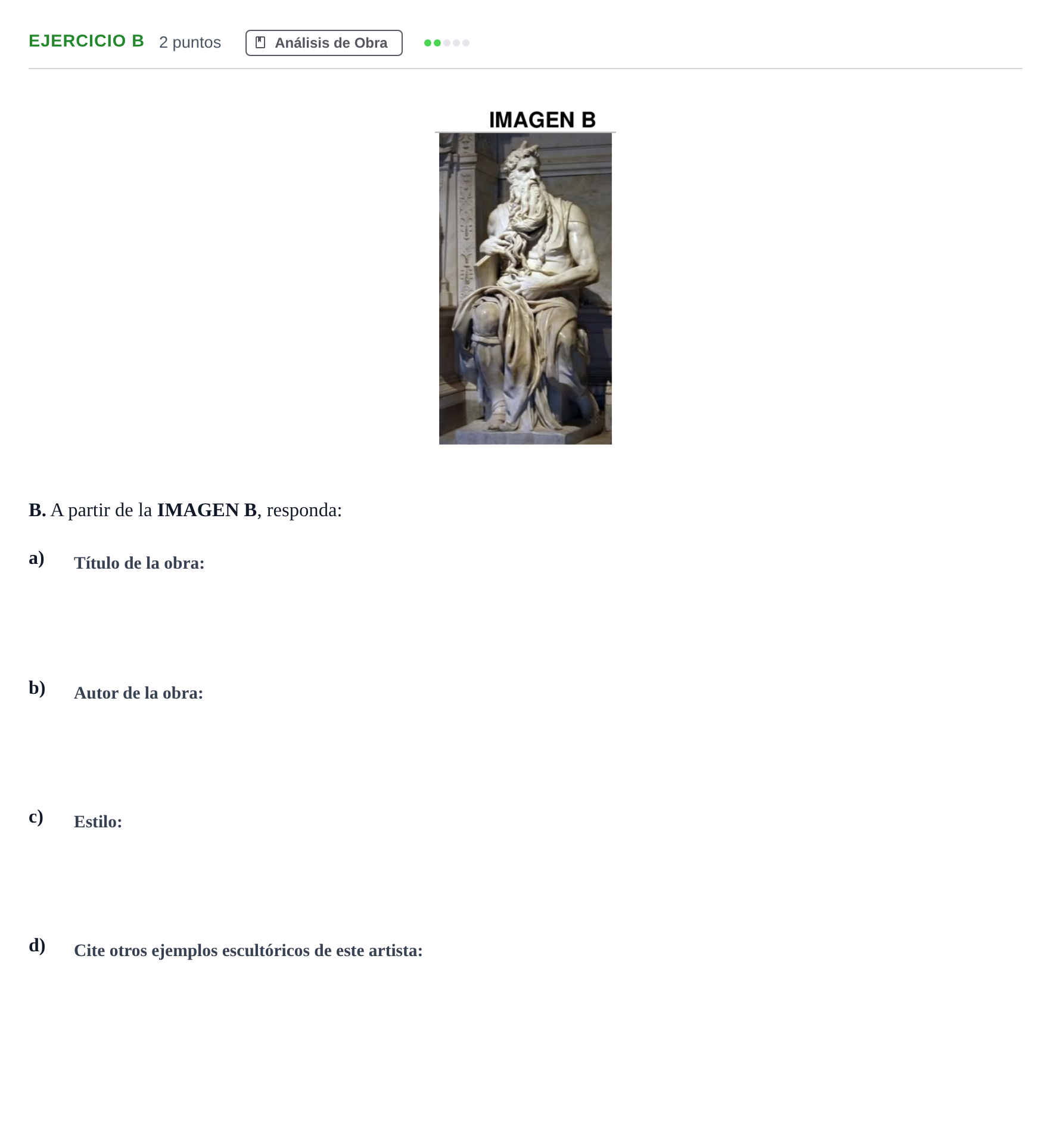 Enunciado: Ejercicio B · Historia del Arte PAU Andalucía Examen C 2020