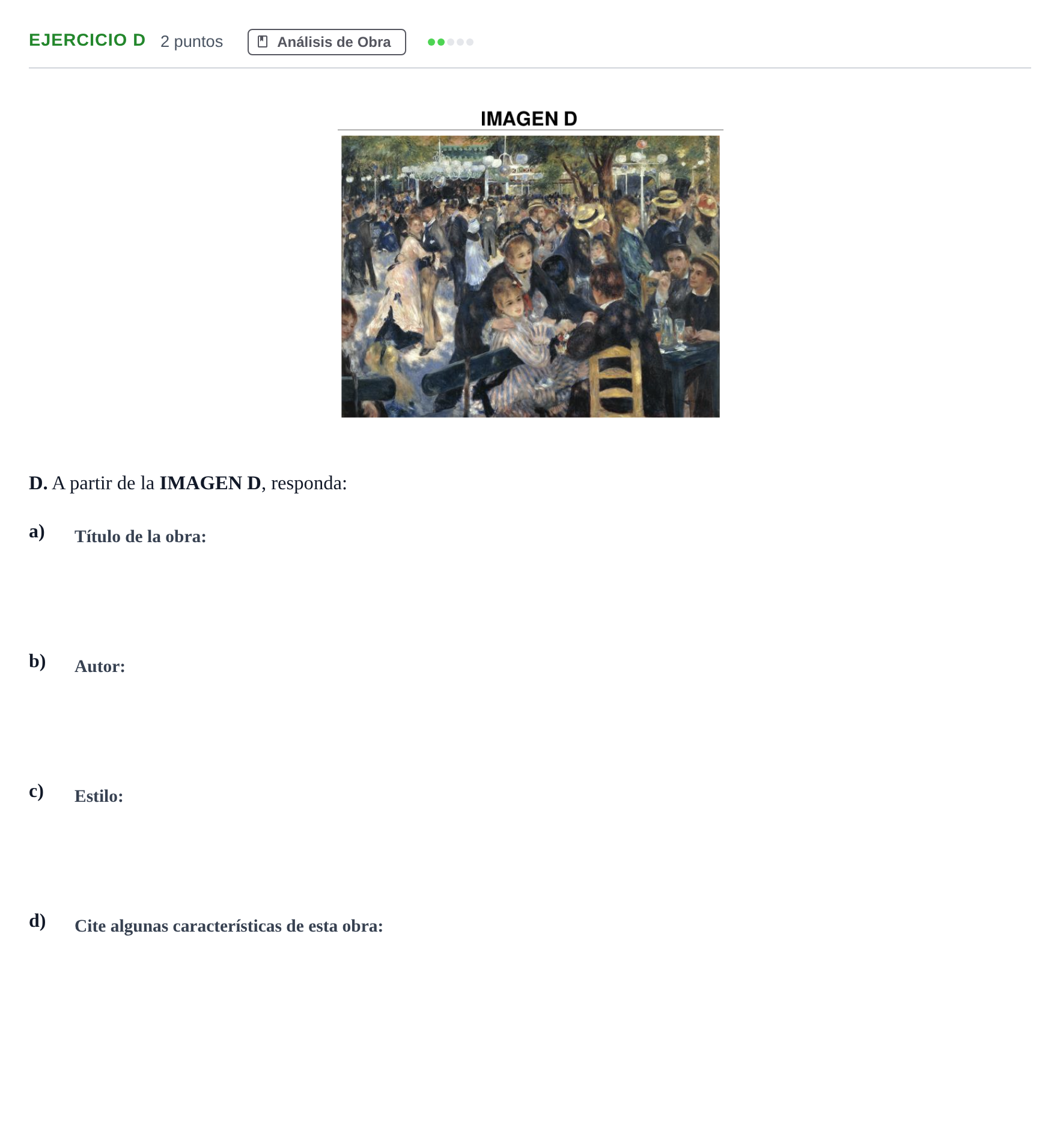 Enunciado: Ejercicio D · Historia del Arte PAU Andalucía Examen C 2020