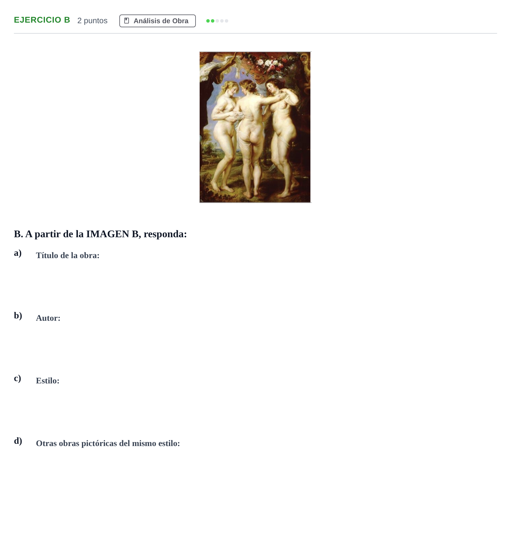 Enunciado: Ejercicio B · Historia del Arte PAU Andalucía Examen D 2020