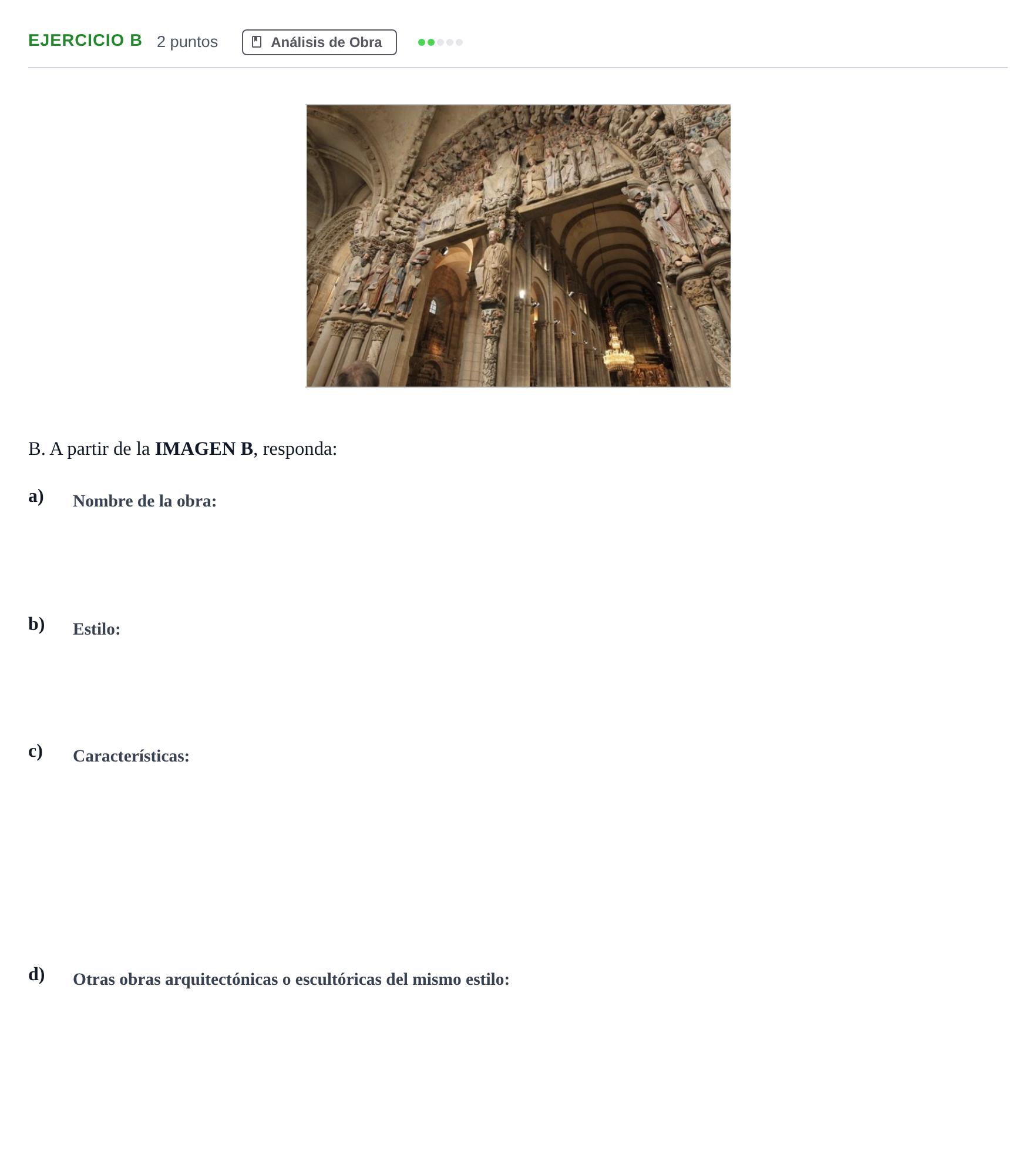 Enunciado: Ejercicio B · Historia del Arte PAU Andalucía Examen E 2020