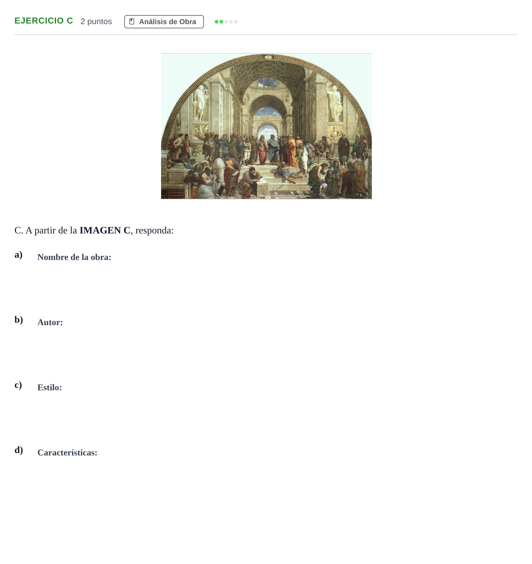Enunciado: Ejercicio C · Historia del Arte PAU Andalucía Examen E 2020