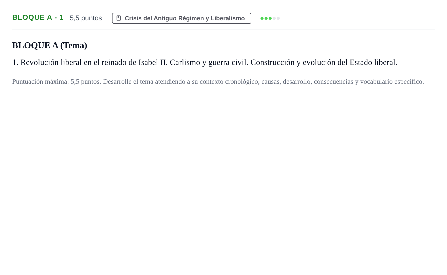 Enunciado: Bloque A - 1 · Historia de España PAU Andalucía Examen 1 2020