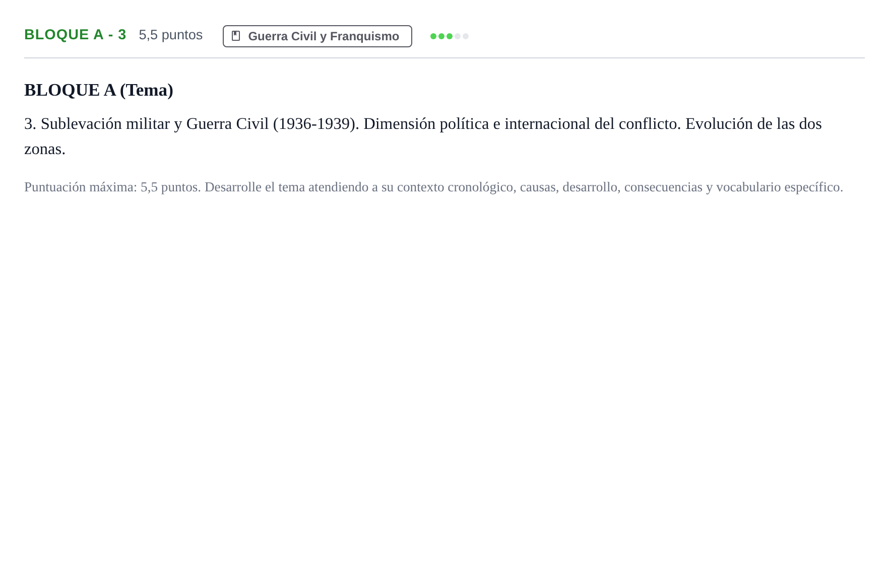 Enunciado: Bloque A - 3 · Historia de España PAU Andalucía Examen 1 2020