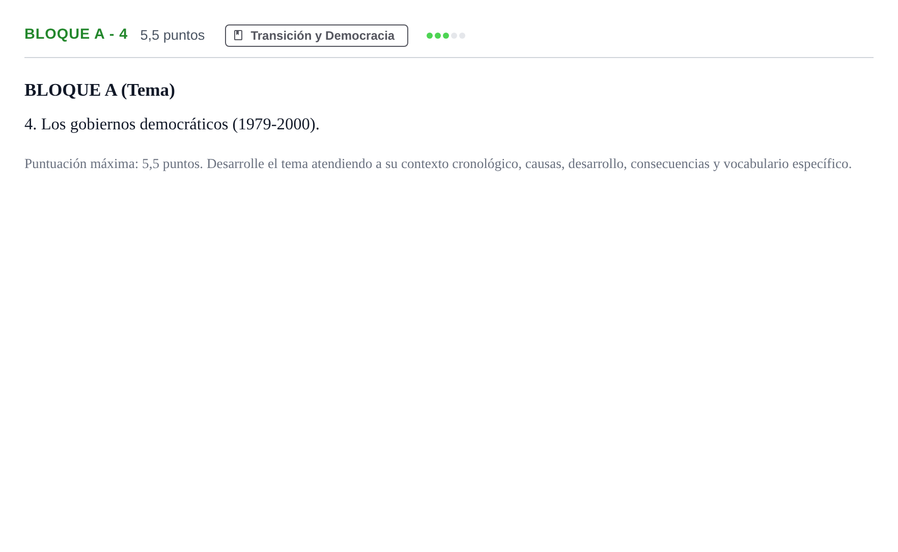 Enunciado: Bloque A - 4 · Historia de España PAU Andalucía Examen 1 2020