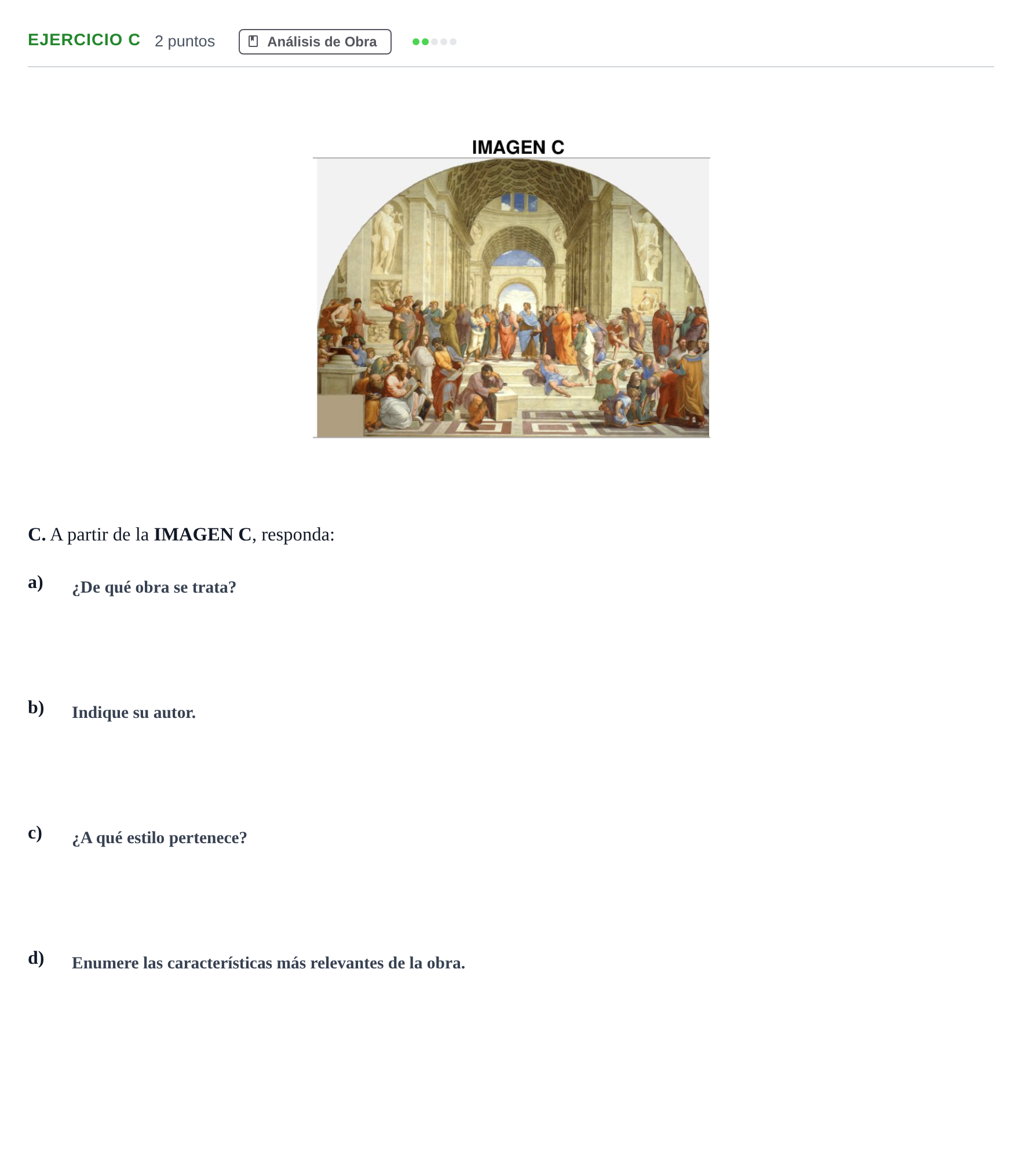 Enunciado: Ejercicio C · Historia del Arte PAU Andalucía Examen F 2020