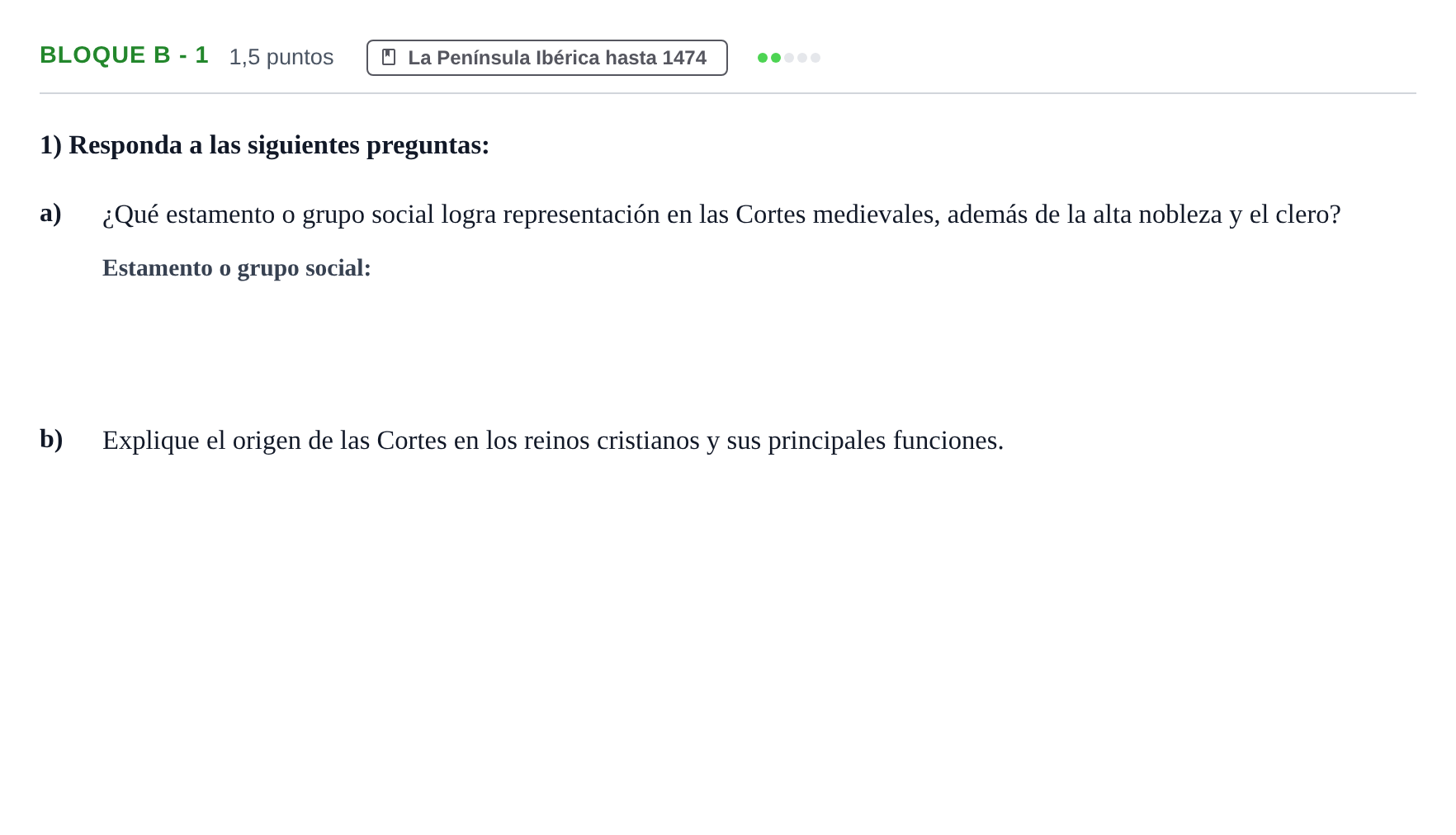 Enunciado: Bloque B - 1 · Historia de España PAU Andalucía Examen 2 2020