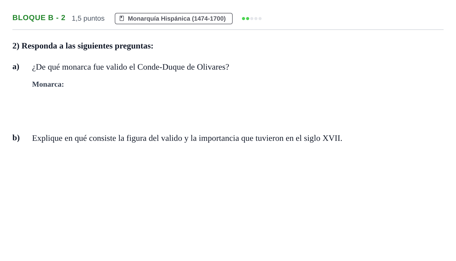 Enunciado: Bloque B - 2 · Historia de España PAU Andalucía Examen 2 2020