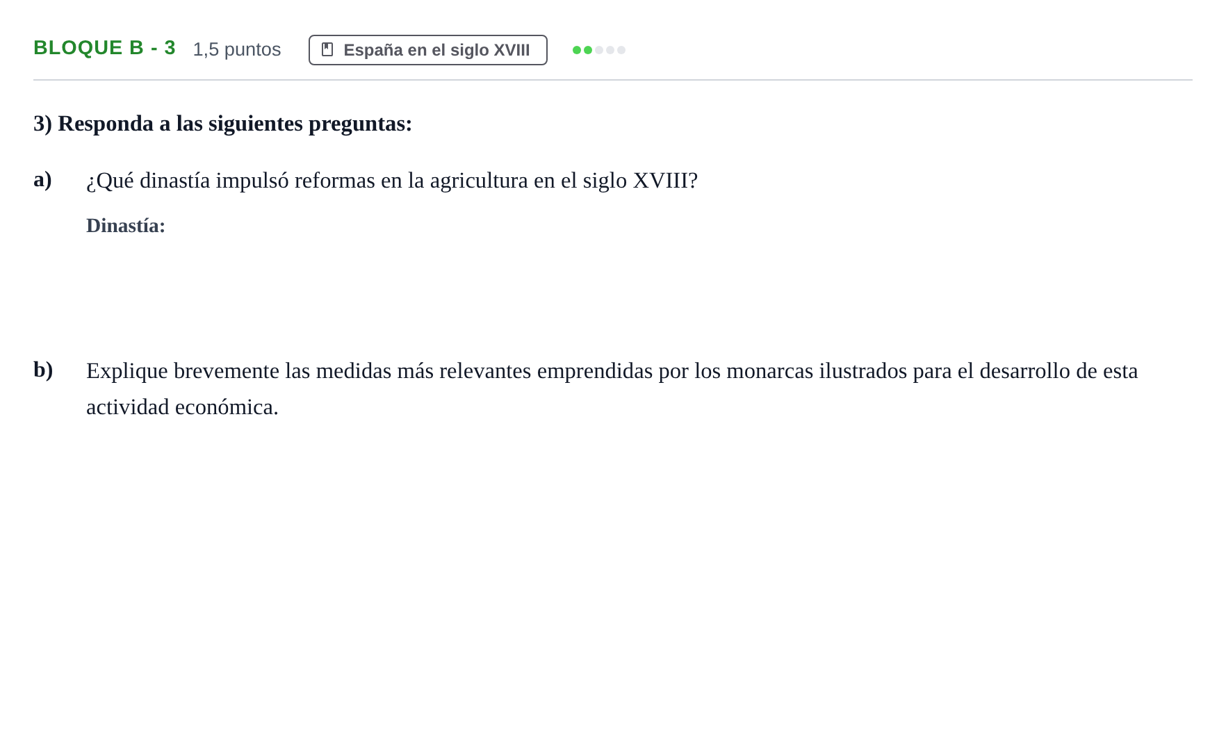 Enunciado: Bloque B - 3 · Historia de España PAU Andalucía Examen 2 2020