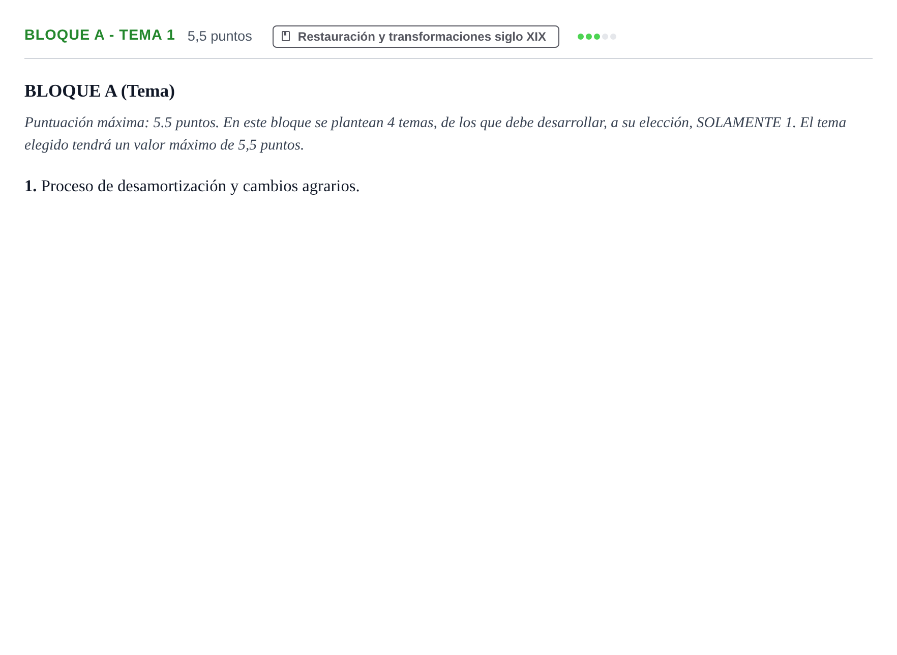 Enunciado: Bloque A - Tema 1 · Historia de España PAU Andalucía Examen 3 2020