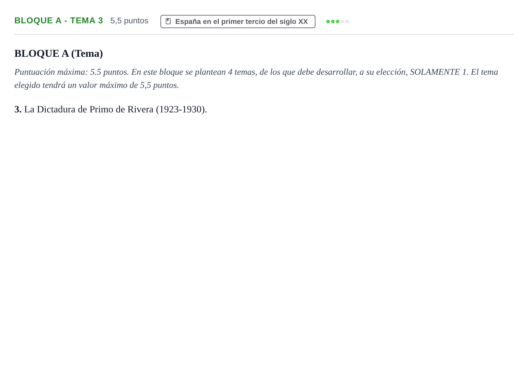 Enunciado: Bloque A - Tema 3 · Historia de España PAU Andalucía Examen 3 2020