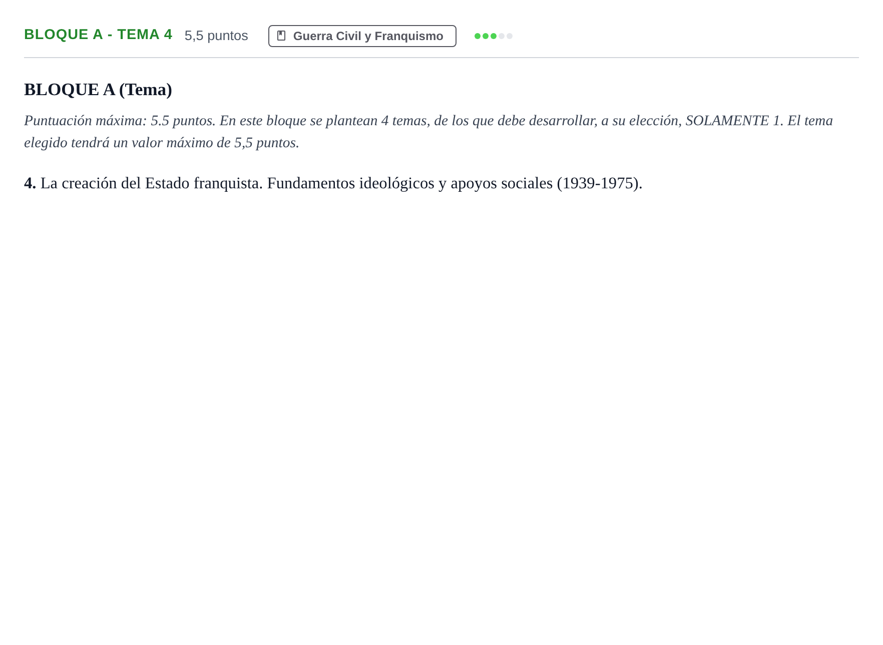 Enunciado: Bloque A - Tema 4 · Historia de España PAU Andalucía Examen 3 2020