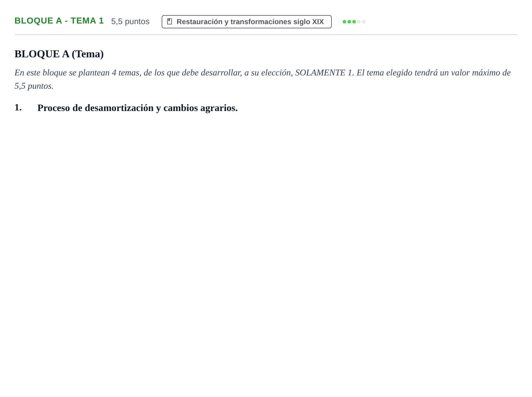Enunciado: Bloque A - Tema 1 · Historia de España PAU Andalucía Examen 4 2020