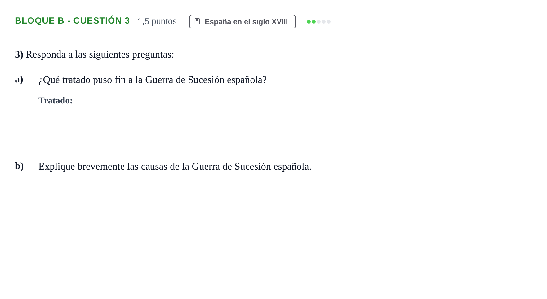 Enunciado: Bloque B - Cuestión 3 · Historia de España PAU Andalucía Examen 4 2020