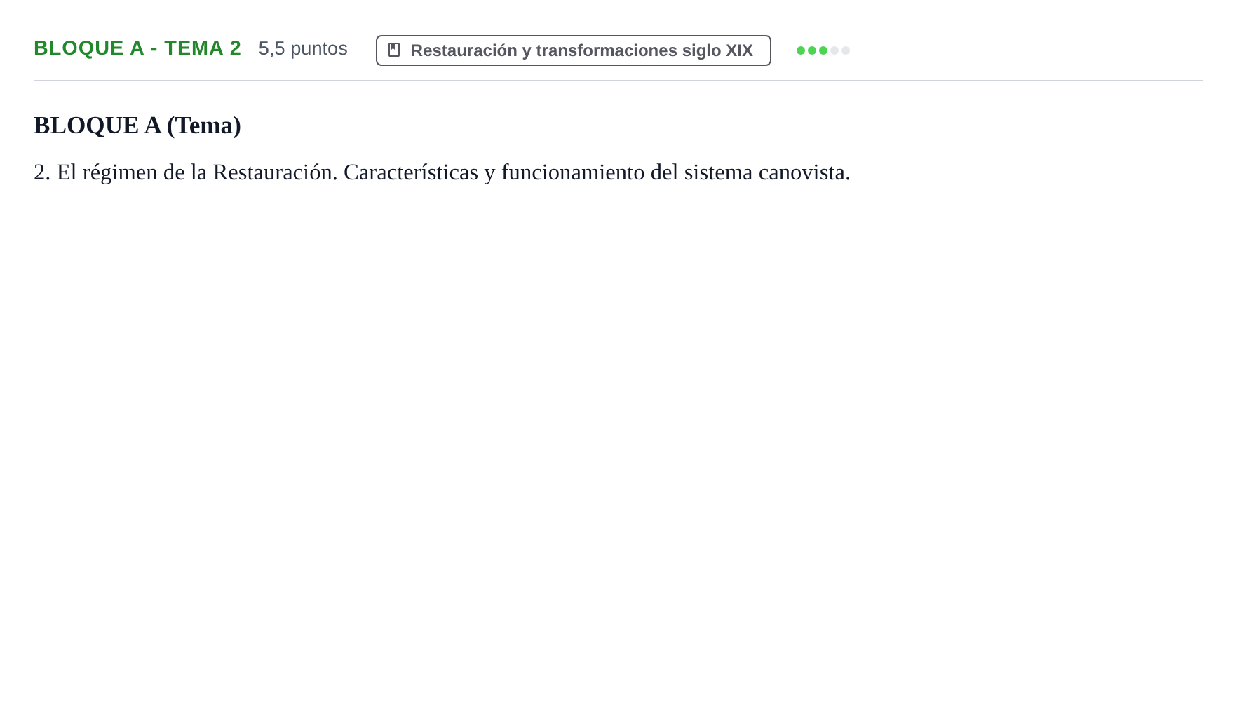 Enunciado: Bloque A - Tema 2 · Historia de España PAU Andalucía Examen 6 2020