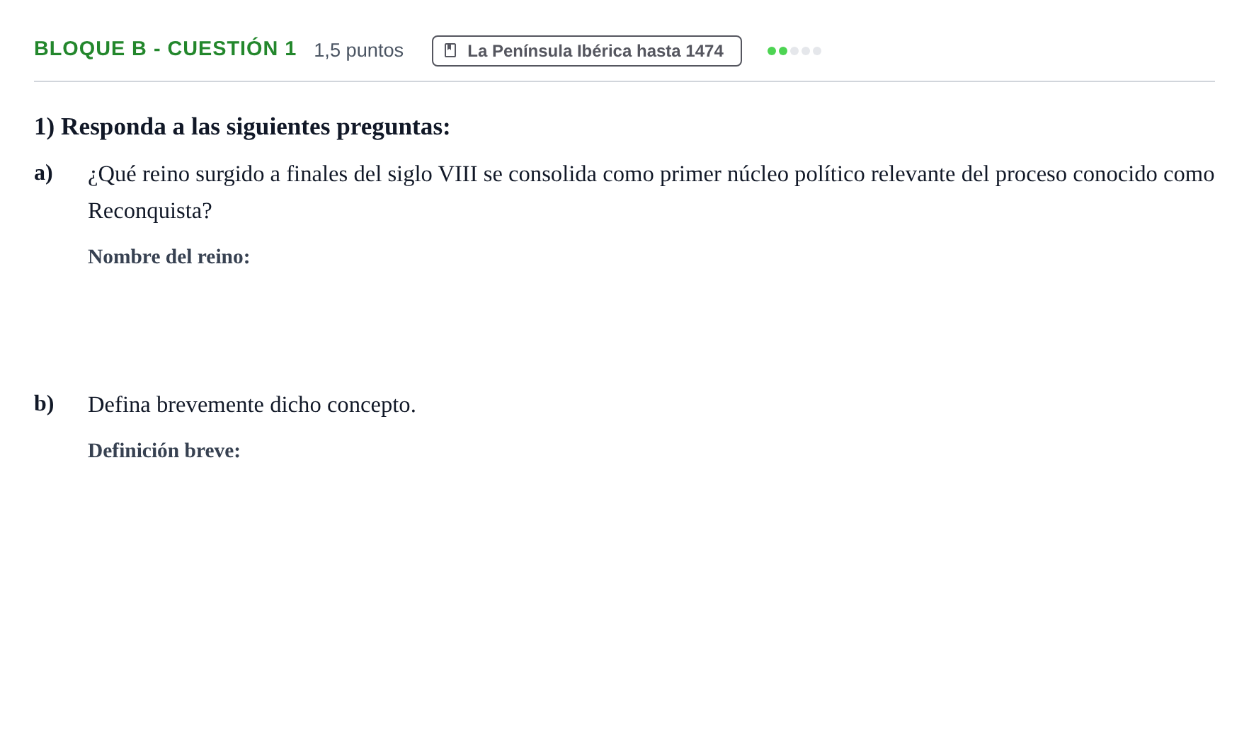 Enunciado: Bloque B - Cuestión 1 · Historia de España PAU Andalucía Examen 6 2020