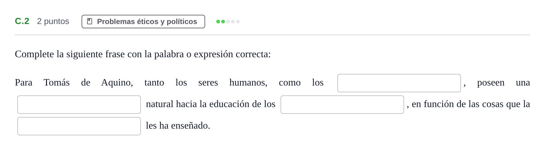 Enunciado: Ejercicio C.2 · Historia de la Filosofía PAU Andalucía Examen 1 2020