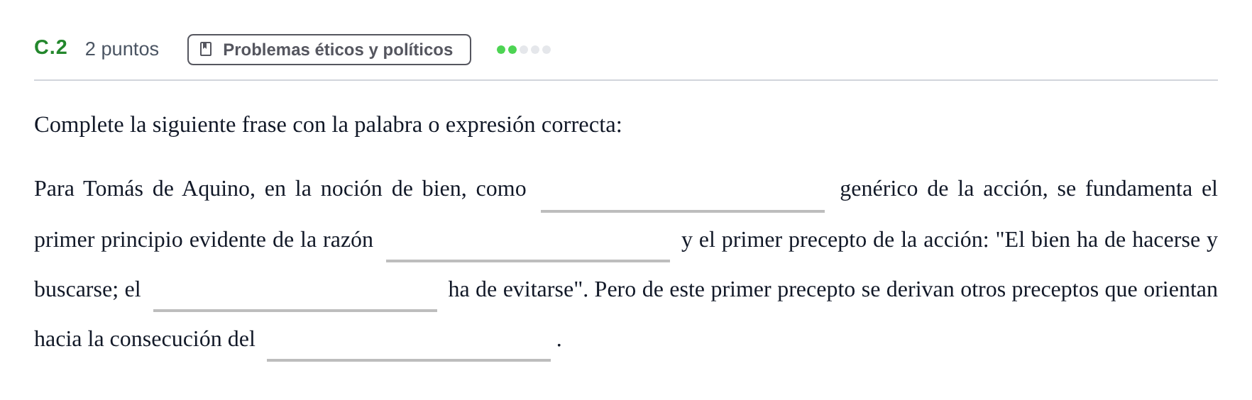 Enunciado: Ejercicio C.2 · Historia de la Filosofía PAU Andalucía Examen 2 2020