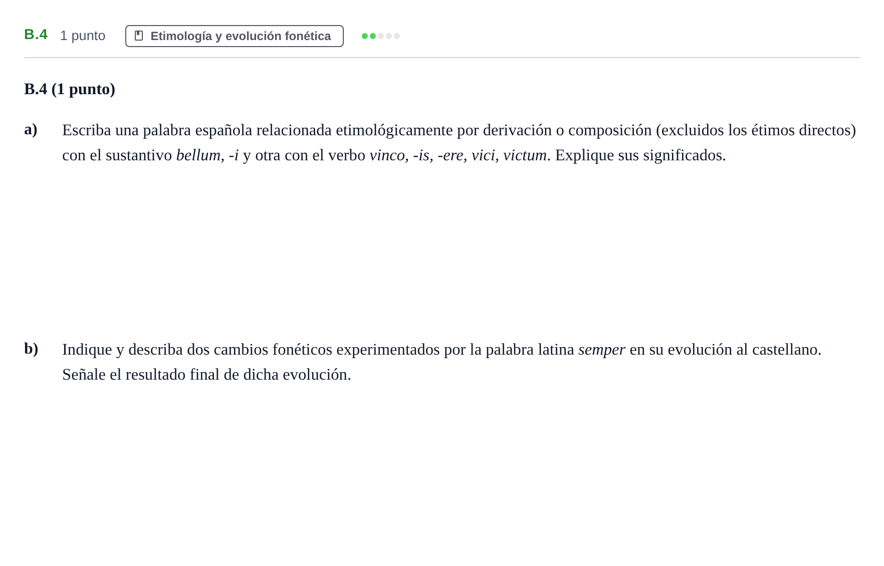 Enunciado: Ejercicio B.4 · Latín II PAU Madrid Extraordinaria 2020