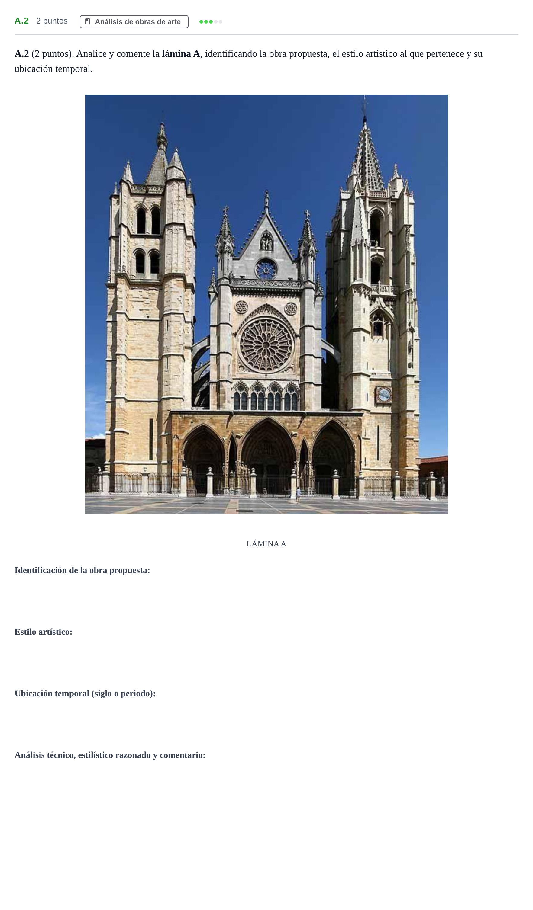 Enunciado: Ejercicio A.2 · Historia del Arte PAU Madrid Extraordinaria 2020