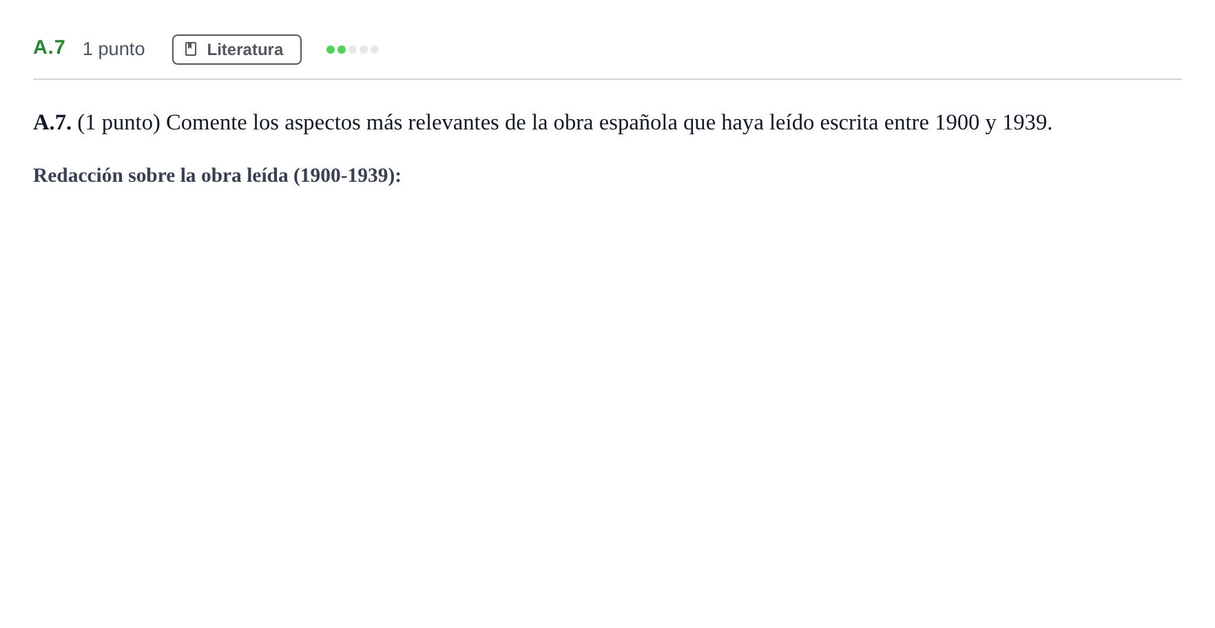 Enunciado: Ejercicio A.7 · Lengua Castellana y Literatura II PAU Madrid Extraordinaria 2020
