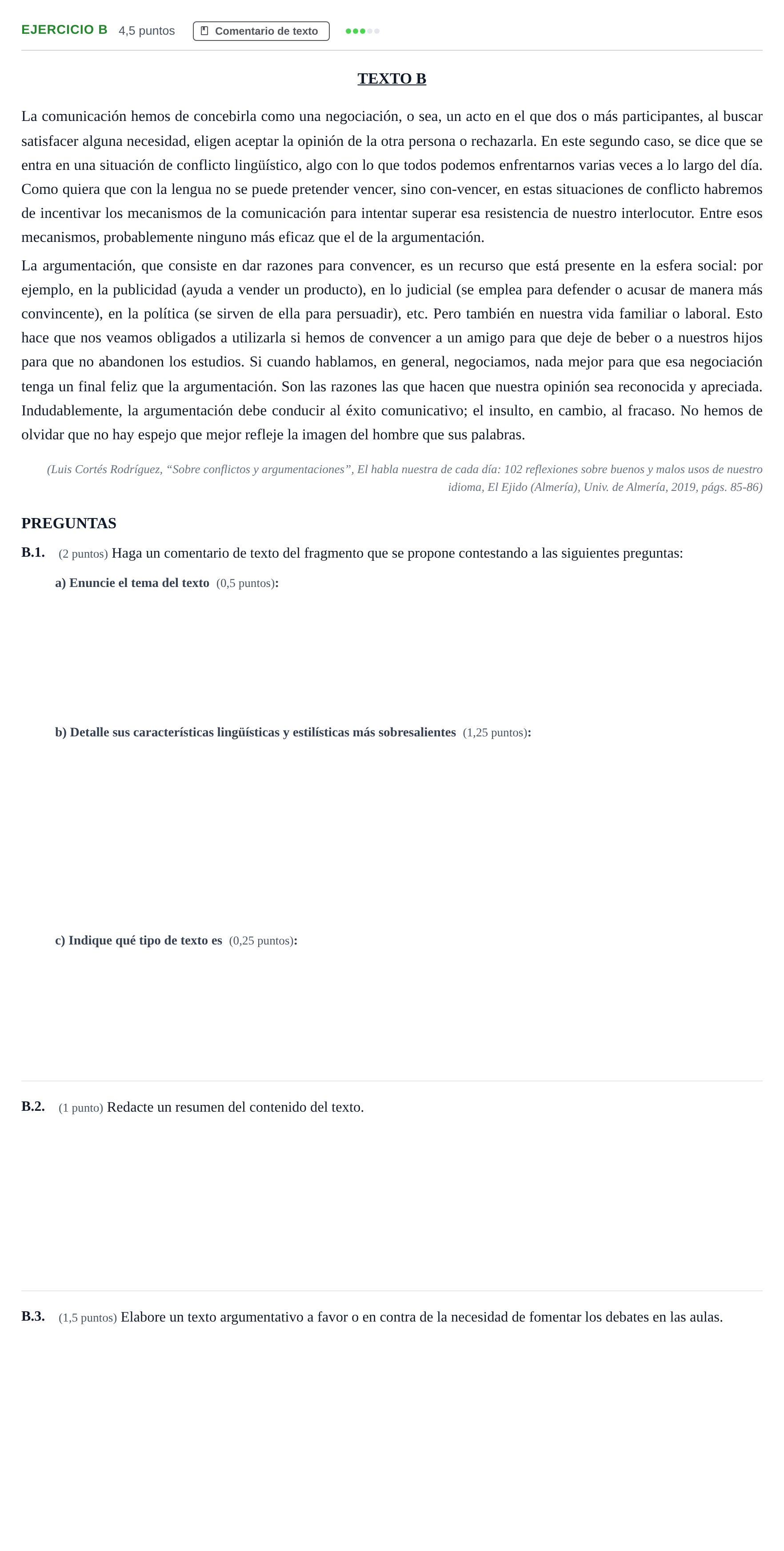 Enunciado: Ejercicio B · Lengua Castellana y Literatura II PAU Madrid Extraordinaria 2020