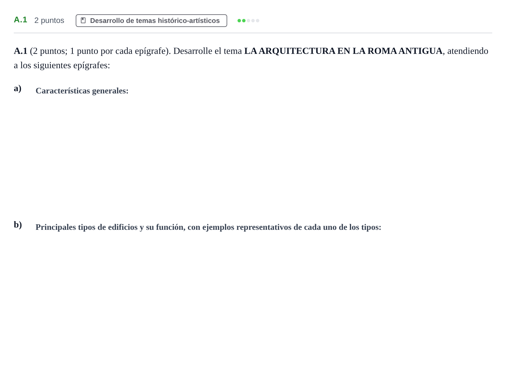 Enunciado: Ejercicio A.1 · Historia del Arte PAU Madrid Ordinaria 2020