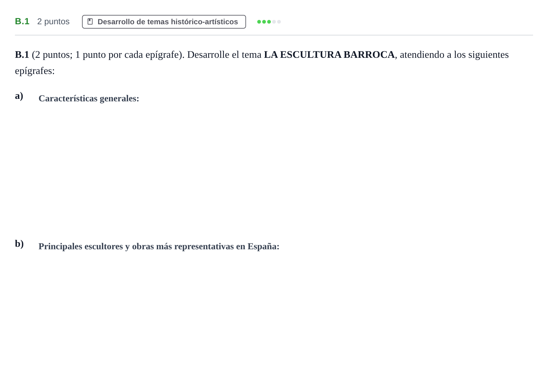 Enunciado: Ejercicio B.1 · Historia del Arte PAU Madrid Ordinaria 2020