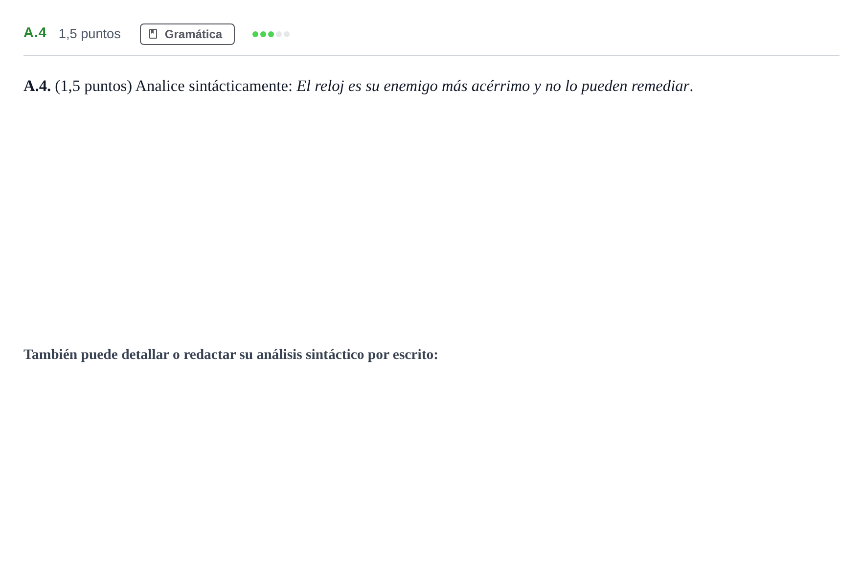 Enunciado: Ejercicio A.4 · Lengua Castellana y Literatura II PAU Madrid Modelo 2020