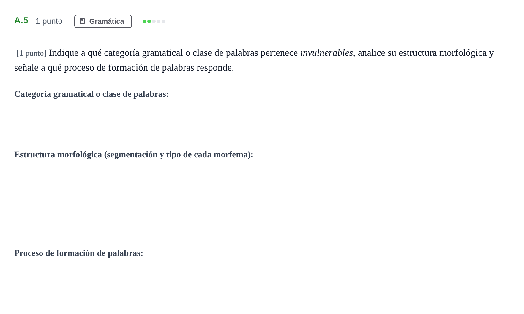 Enunciado: Ejercicio A.5 · Lengua Castellana y Literatura II PAU Madrid Modelo 2020