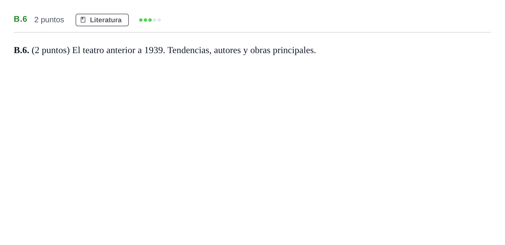 Enunciado: Ejercicio B.6 · Lengua Castellana y Literatura II PAU Madrid Modelo 2020