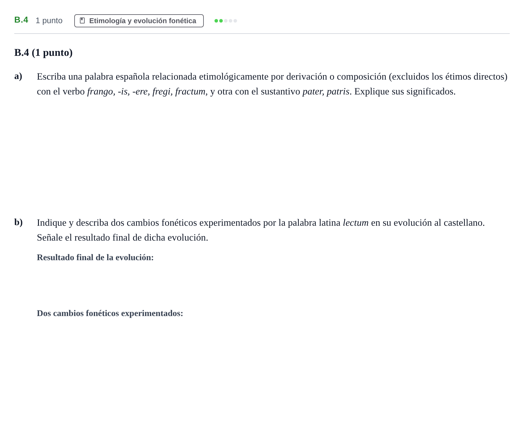 Enunciado: Ejercicio B.4 · Latín II PAU Madrid Modelo 2020