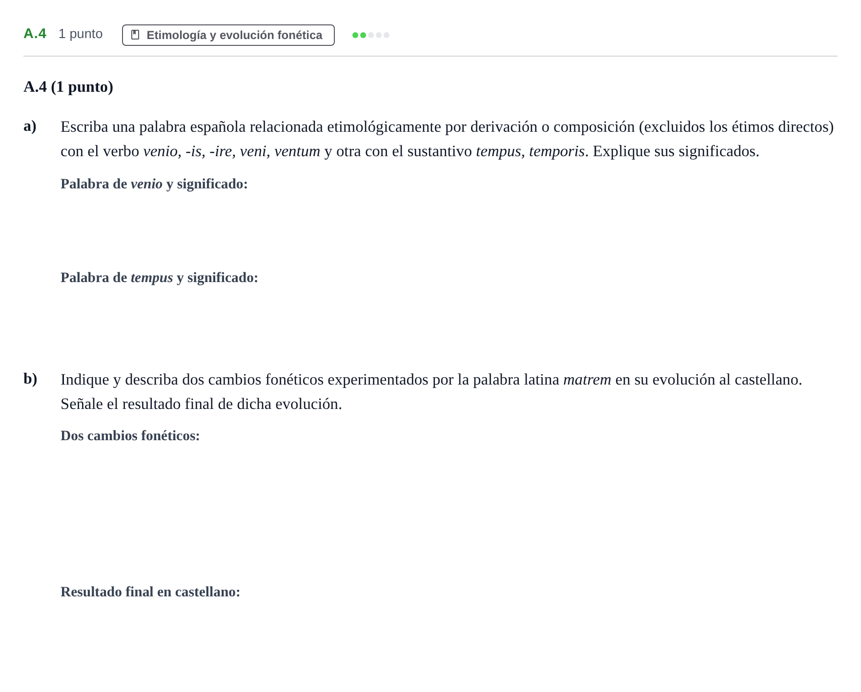 Enunciado: Ejercicio A.4 · Latín II PAU Madrid Ordinaria 2020
